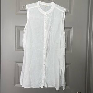 Eileen Fisher Crisp White Linen Blouse